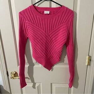 Le Lis Fuchsia Ribbed Crew Neck Sweater